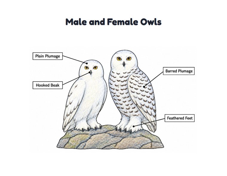Male and Female Owls worksheet (Medium, Grades 1–2)