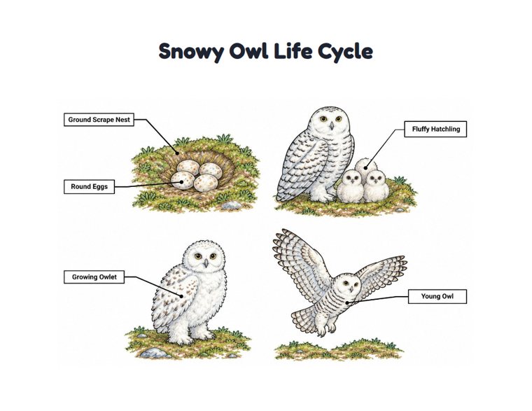 Snowy Owl Life Cycle worksheet (Hard, Grades 3–4)