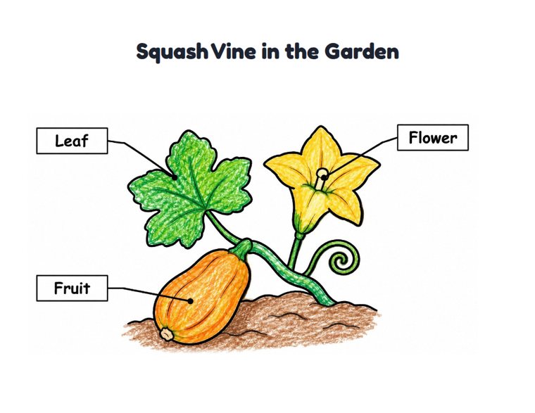 Squash Vine in the Garden worksheet (Easy, Pre-K–K)
