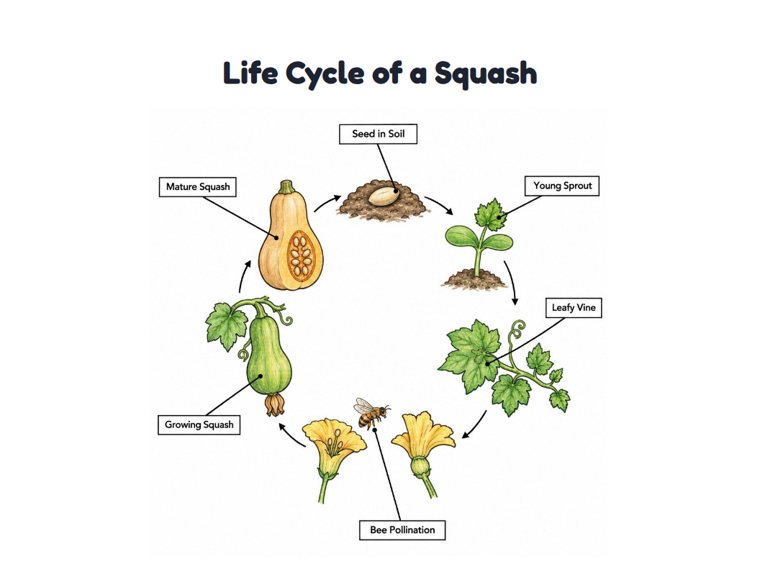 Life Cycle of a Squash worksheet (Hard, Grades 3–4)