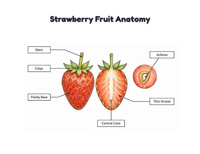 Strawberry Fruit Anatomy worksheet (Hard, Grades 3–4)
