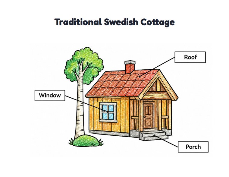 Traditional Swedish Cottage worksheet (Easy, Pre-K–K)