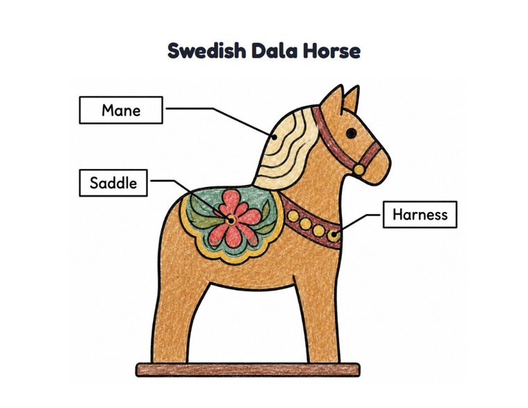 Swedish Dala Horse worksheet (Easy, Pre-K–K)