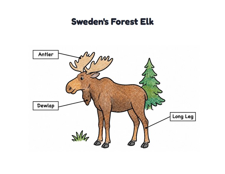 Sweden's Forest Elk worksheet (Easy, Pre-K–K)