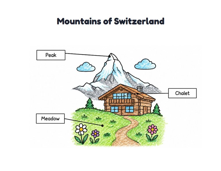 Mountains of Switzerland worksheet (Easy, Pre-K–K)