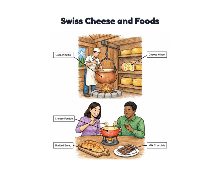 Swiss Cheese and Foods worksheet (Medium, Grades 1–2)