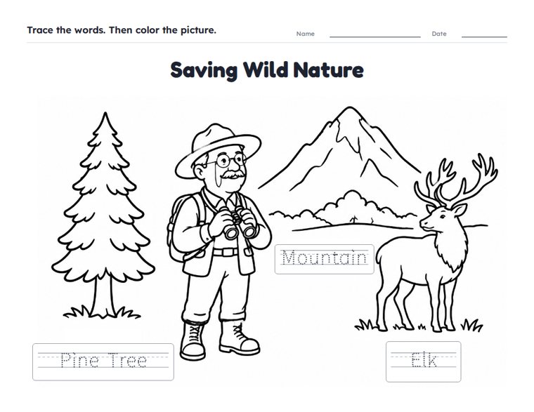 Saving Wild Nature worksheet (Easy, Pre-K–K)