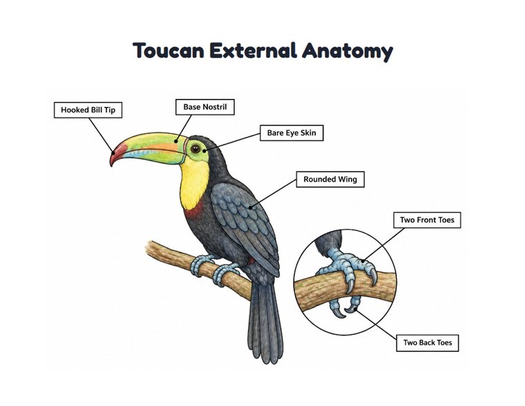 Toucan External Anatomy worksheet (Hard, Grades 3–4)