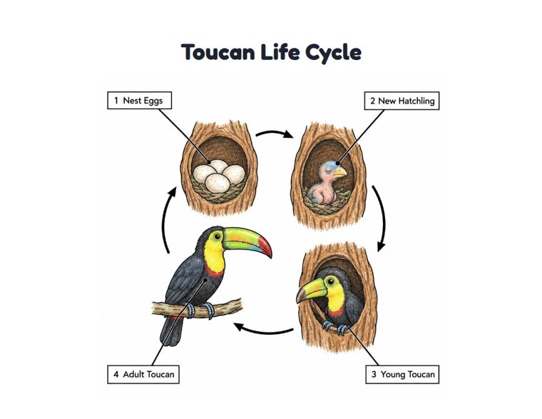 Toucan Life Cycle worksheet (Medium, Grades 1–2)