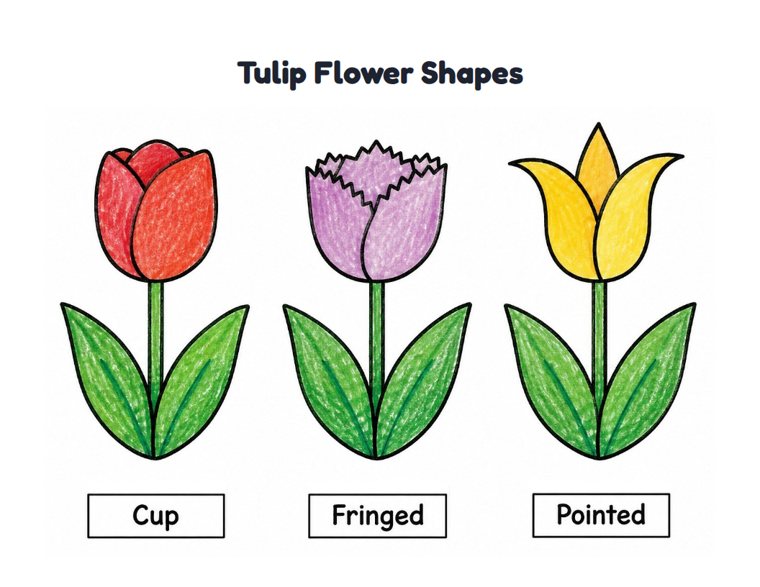Tulip Flower Shapes worksheet (Easy, Pre-K–K)