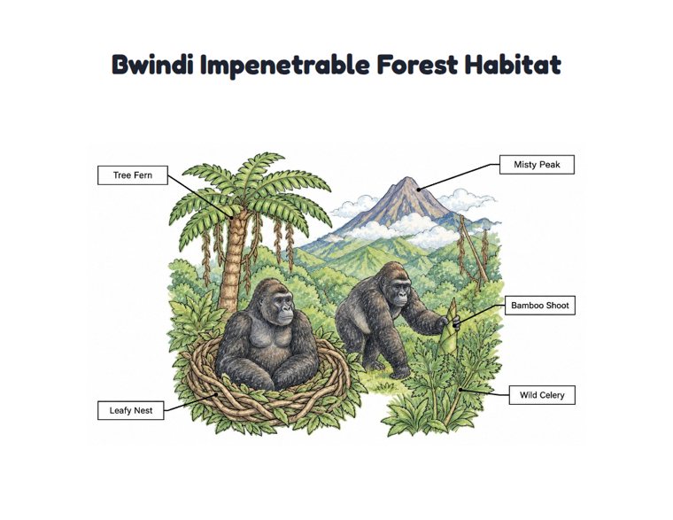 Bwindi Impenetrable Forest Habitat worksheet (Hard, Grades 3–4)