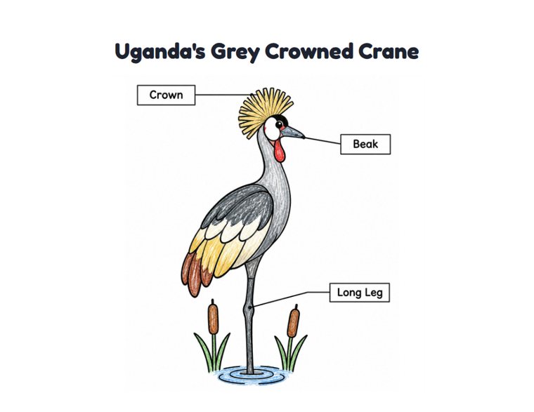 Uganda's Grey Crowned Crane worksheet (Easy, Pre-K–K)