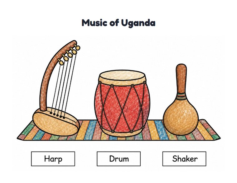 Music of Uganda worksheet (Easy, Pre-K–K)
