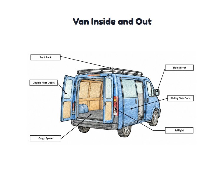 Van Inside and Out worksheet (Hard, Grades 3–4)