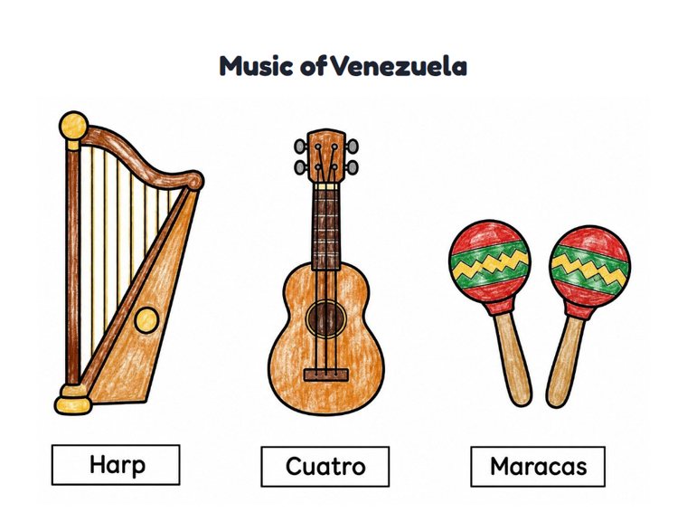 Music of Venezuela worksheet (Easy, Pre-K–K)