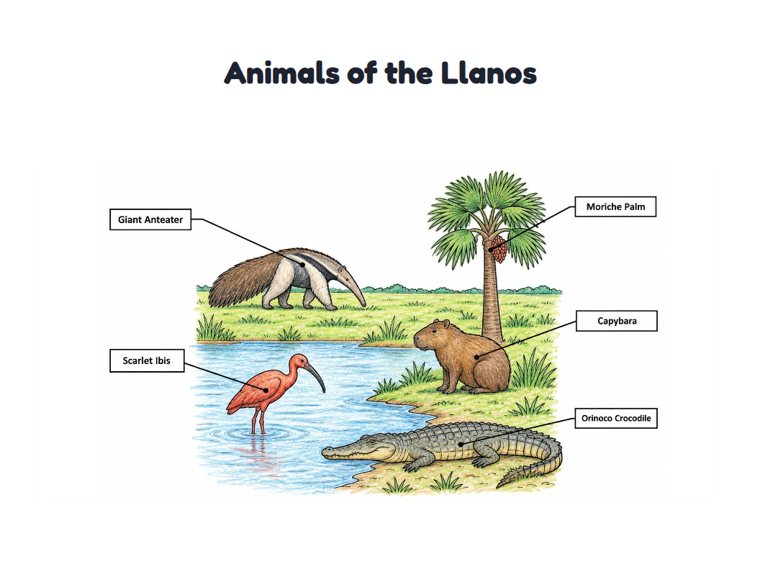 Animals of the Llanos worksheet (Medium, Grades 1–2)