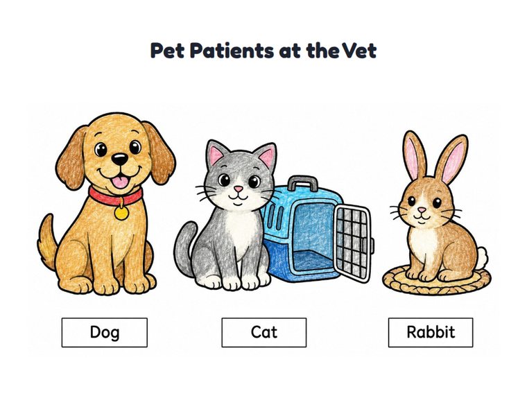 Pet Patients at the Vet worksheet (Easy, Pre-K–K)