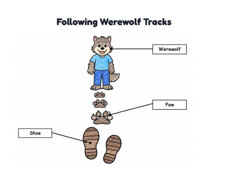 Following Werewolf Tracks worksheet (Easy, Pre-K–K)