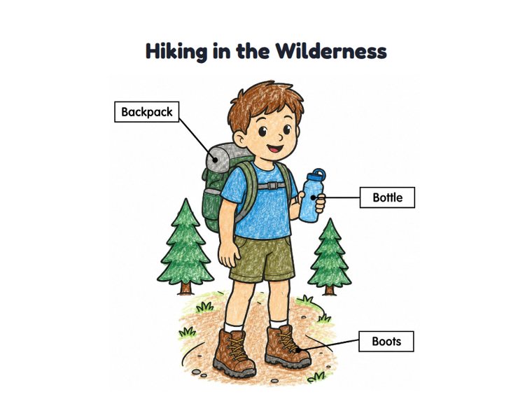 Hiking in the Wilderness worksheet (Easy, Pre-K–K)