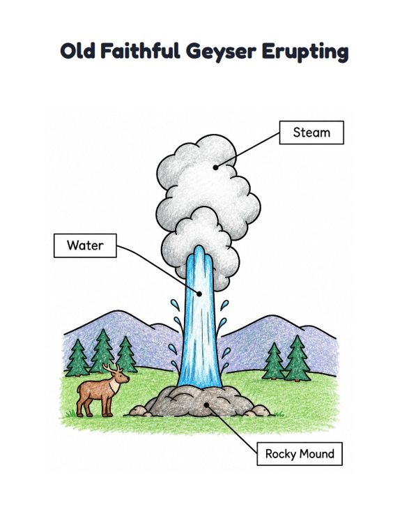 Old Faithful Geyser Erupting worksheet (Easy, Pre-K–K)