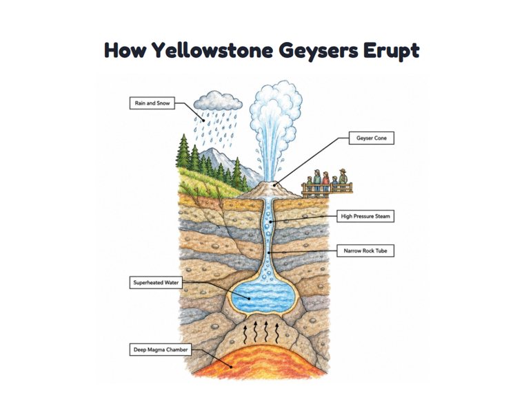 How Yellowstone Geysers Erupt worksheet (Hard, Grades 3–4)
